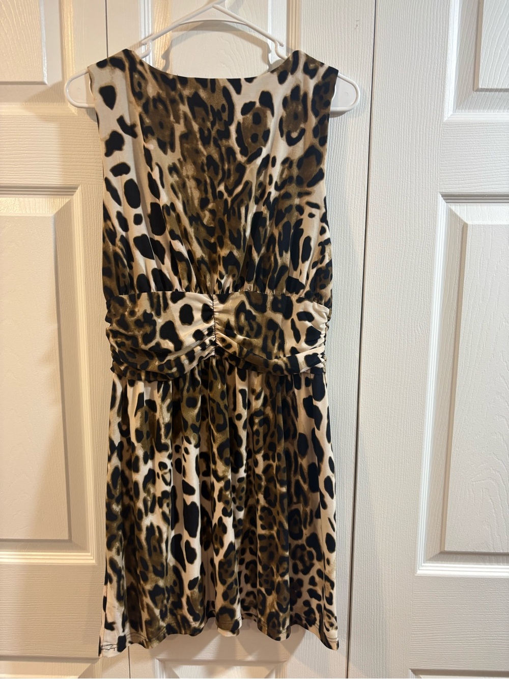 Sleeveless Leopard Print TwistWaist Dress Brown Y2K Mob Wife Quiet Luxury - Picture 4 of 5